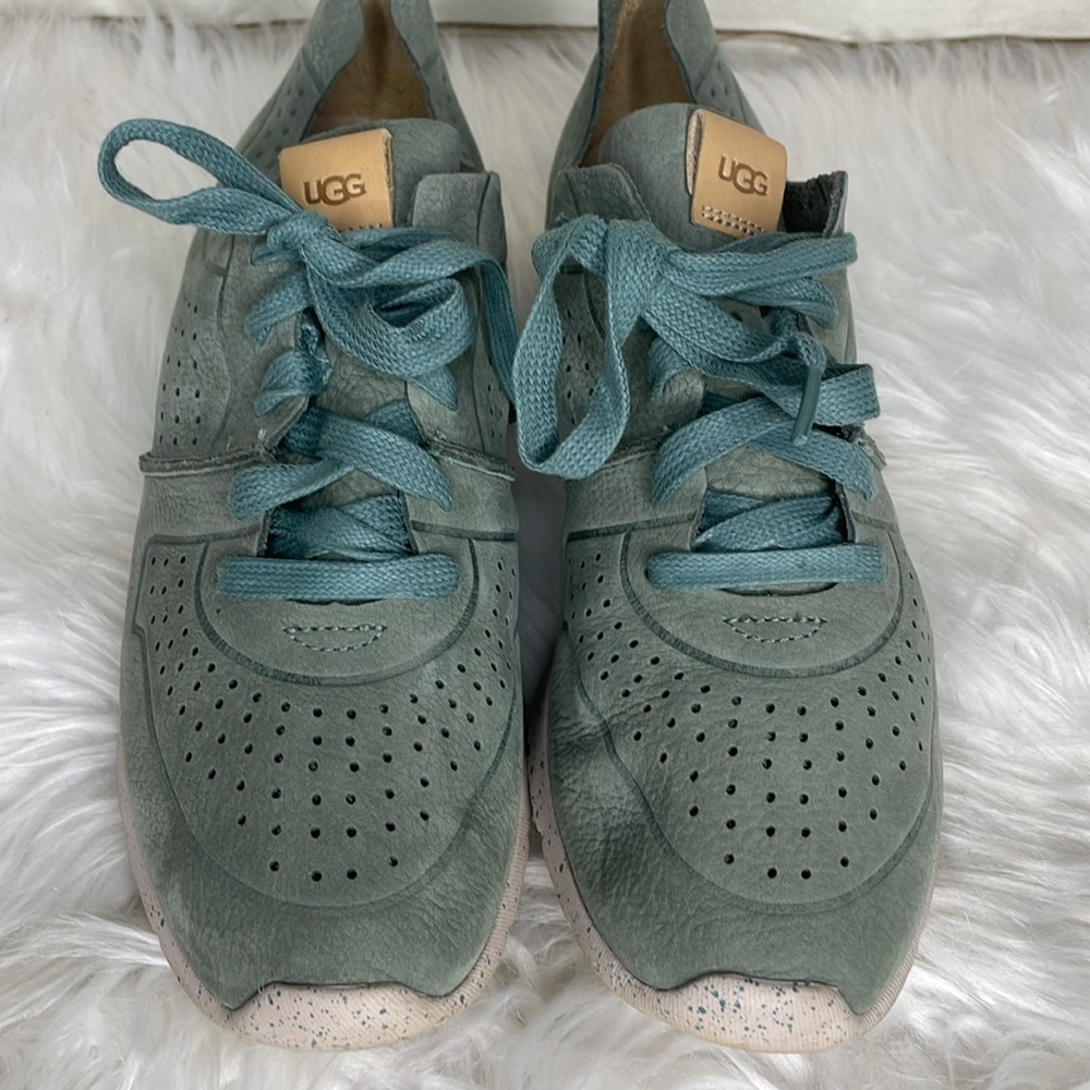 UGG Teal Green Perforated Leather Sneakers - Picture 2 of 9